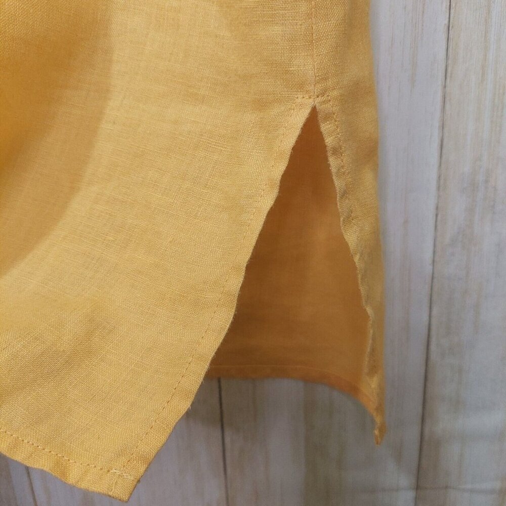 Chico's Women's Top Yellow Linen Lace Front Long Sleeve Tunic Shirt Blouse XL - Picture 10 of 14